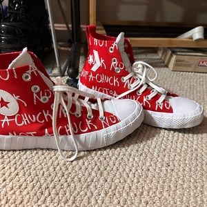 Woman’s 10 red tall converse chuck Not A Chuck style. Wore it once